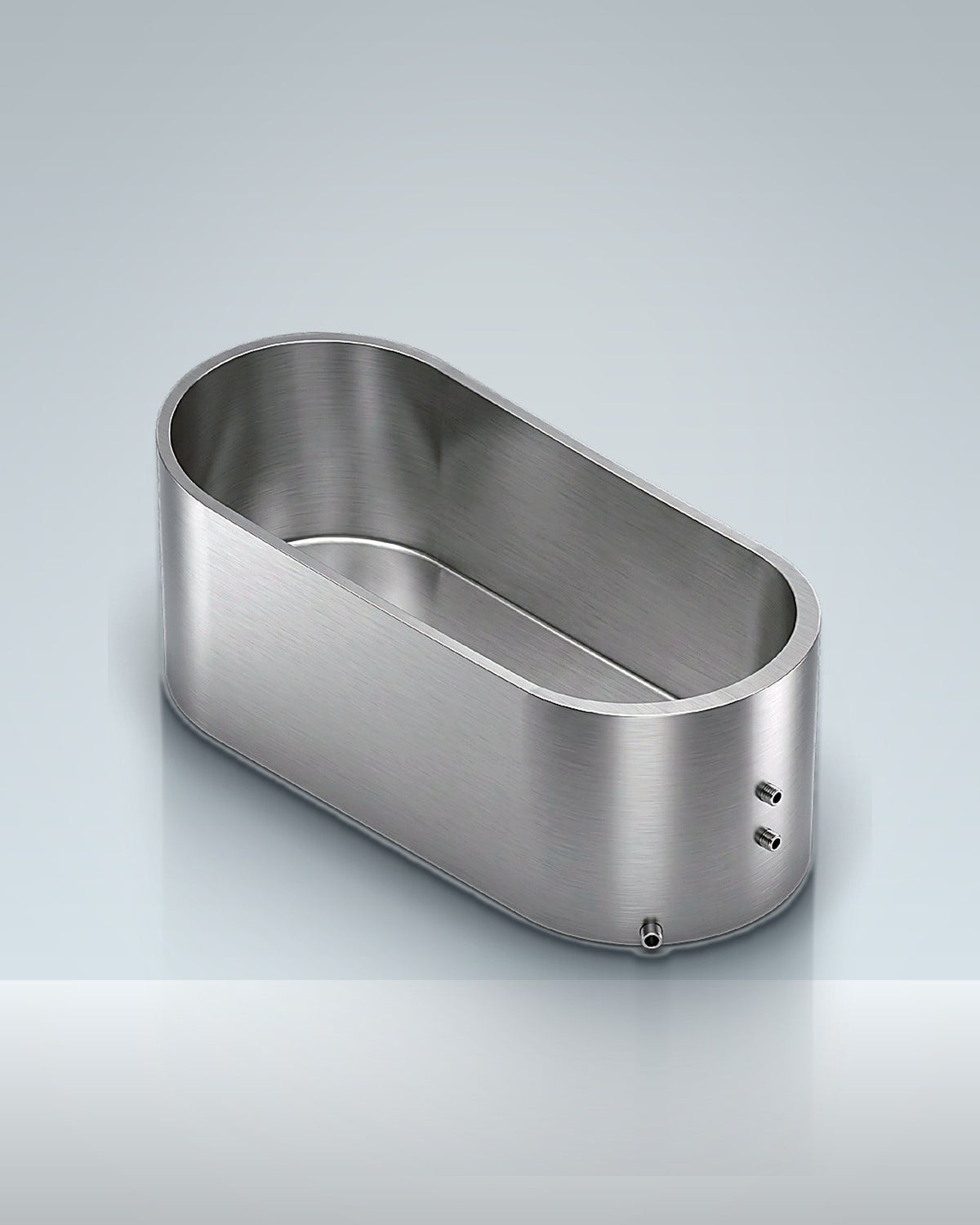Oval 2: a brushed steel oval, open and simple, studio photo.