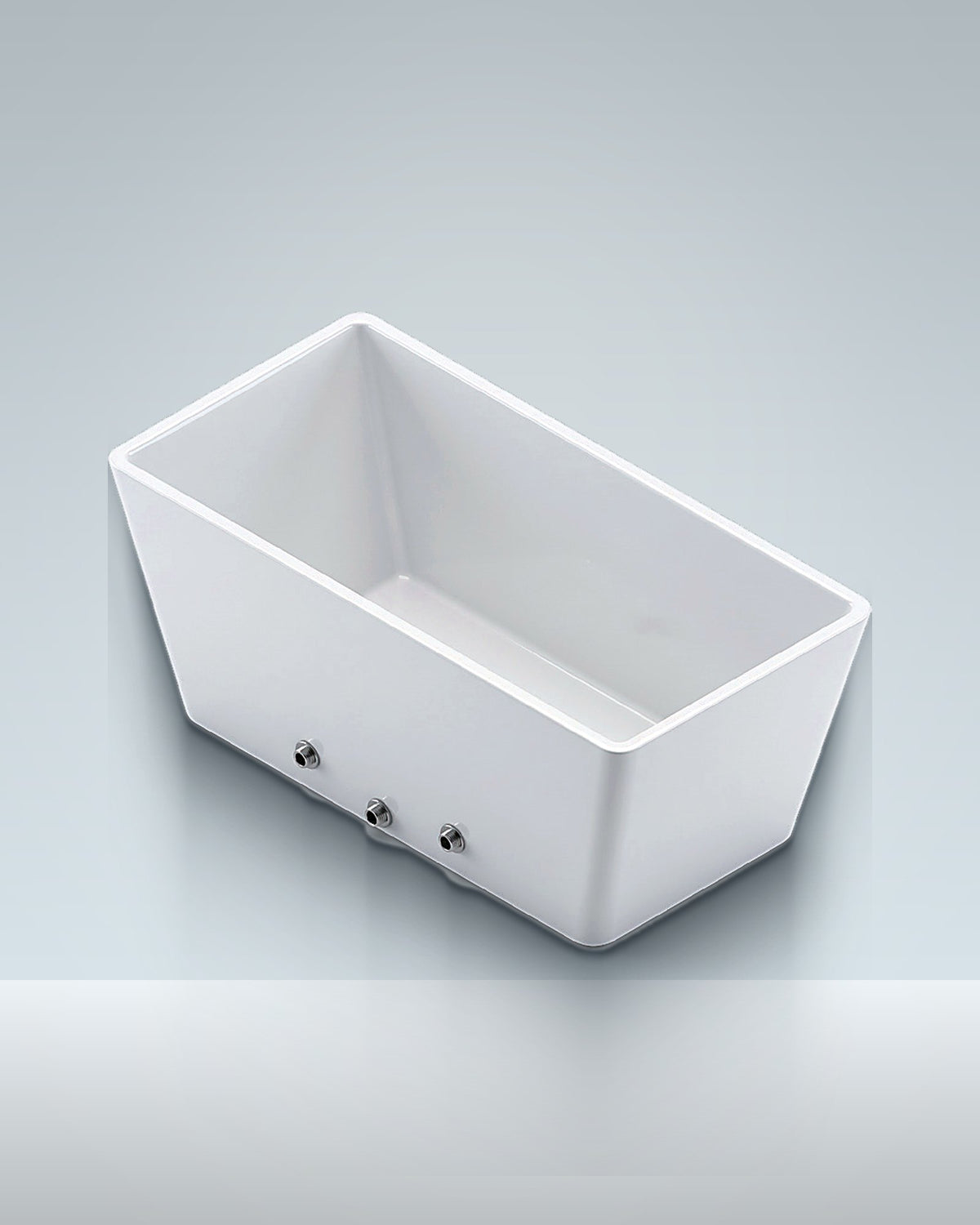 Tub 1: a white acrylic tub for one, the simplest way in, studio photo.